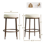 Lot de 2 tabourets de bar hauteur comptoir, tabourets de comptoir modernes rembourrés avec pieds en fer bronze martelé, chaises d'îlot en tissu bouclé pour salle à manger et bar
