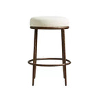 Lot de 2 tabourets de bar hauteur comptoir, tabourets de comptoir modernes rembourrés avec pieds en fer bronze martelé, chaises d'îlot en tissu bouclé pour salle à manger et bar