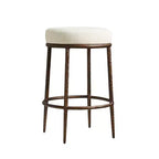 Lot de 2 tabourets de bar hauteur comptoir, tabourets de comptoir modernes rembourrés avec pieds en fer bronze martelé, chaises d'îlot en tissu bouclé pour salle à manger et bar