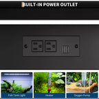 Meuble support pour aquarium Garvee avec armoire – Support pour aquarium de 40 à 50 gallons avec prises électriques, construction robuste en métal et bois, étagères de rangement ouvertes