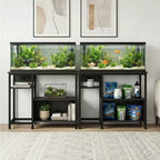 Meuble support pour aquarium Garvee avec armoire – Support pour aquarium de 40 à 50 gallons avec prises électriques, construction robuste en métal et bois, étagères de rangement ouvertes