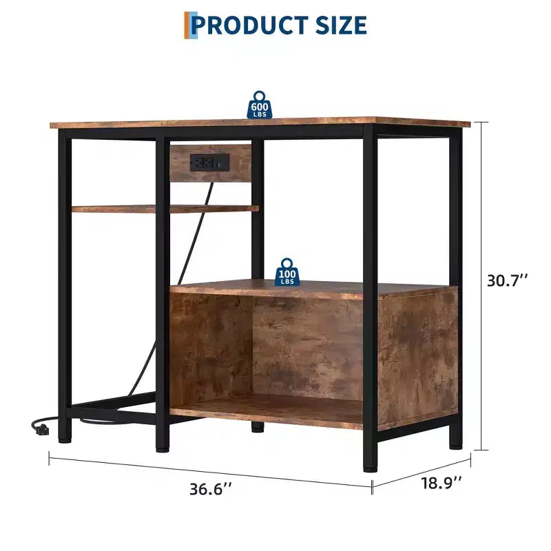 Meuble support pour aquarium Garvee avec armoire – Support pour aquarium de 40 à 50 gallons avec prises électriques, construction robuste en métal et bois, étagères de rangement ouvertes