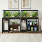 Meuble support pour aquarium Garvee avec armoire – Support pour aquarium de 40 à 50 gallons avec prises électriques, construction robuste en métal et bois, étagères de rangement ouvertes