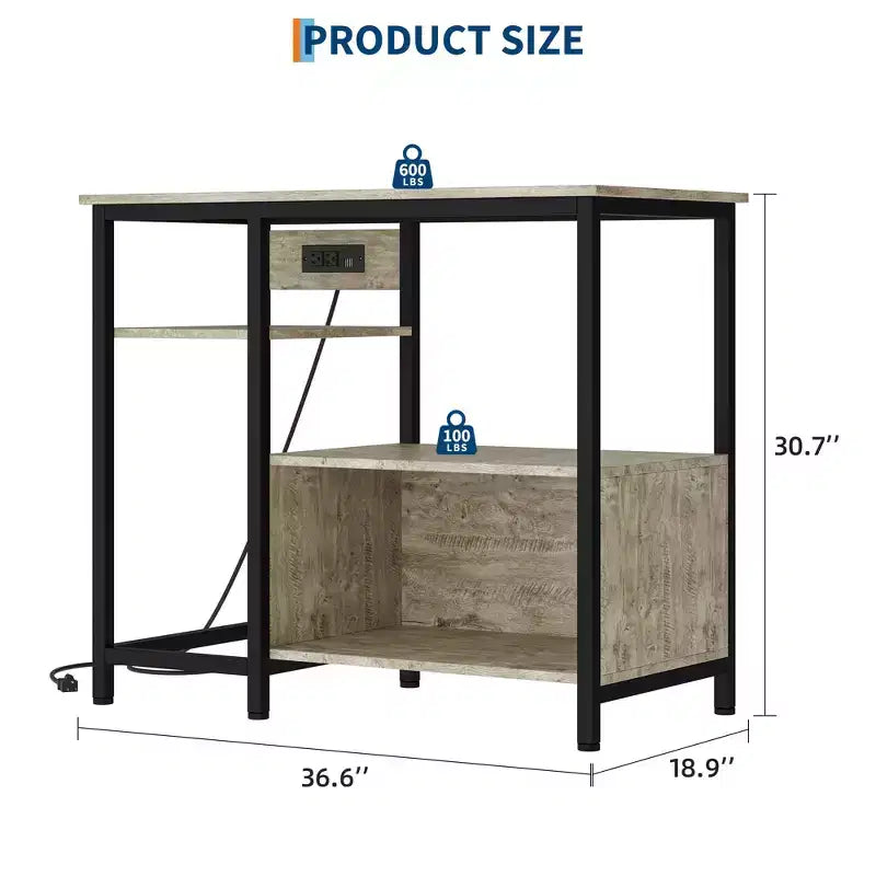 Meuble support pour aquarium Garvee avec armoire – Support pour aquarium de 40 à 50 gallons avec prises électriques, construction robuste en métal et bois, étagères de rangement ouvertes