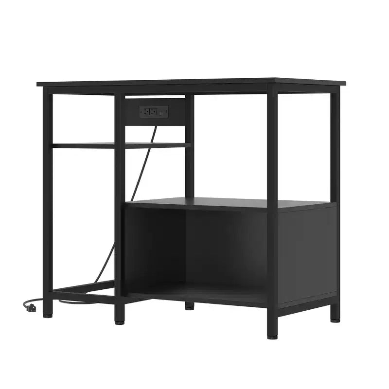 Meuble support pour aquarium Garvee avec armoire – Support pour aquarium de 40 à 50 gallons avec prises électriques, construction robuste en métal et bois, étagères de rangement ouvertes