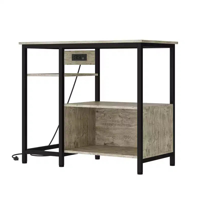 Meuble support pour aquarium Garvee avec armoire – Support pour aquarium de 40 à 50 gallons avec prises électriques, construction robuste en métal et bois, étagères de rangement ouvertes