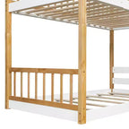 Bellemave Lit Superposé Maison Jumeau sur Jumeau avec Toit et Fenêtre, Lit Superposé Enfant en Bois avec Échelle et Barrières de Sécurité, Cadre en Pin Massif, Naturel