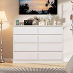 Commode moderne 8 tiroirs pour chambre à coucher, grande commode, meuble de rangement en bois pour placard, salon, chambre d'enfant, crèche, blanc