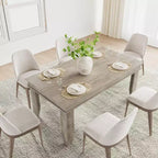 Table de salle à manger de ferme de 63 pouces pour 4 à 6 personnes, table de cuisine rectangulaire en bois avec cadre en bois robuste, grande table à manger pour salle à manger et appartement
