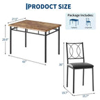Ensemble de salle à manger de ferme pour 4 - Table de salle à manger avec chaises rembourrées, ensemble de table de cuisine en bois