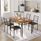 Ensemble de salle à manger de ferme pour 4 - Table de salle à manger avec chaises rembourrées, ensemble de table de cuisine en bois