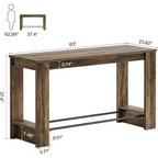 Table de bar haute Lantine de 160 cm, Table de pub de 95 cm de hauteur de comptoir avec repose-pieds en métal, Longue unité de bar pour cuisine, bistro ou restaurant