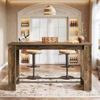 Table de bar haute Lantine de 160 cm, Table de pub de 95 cm de hauteur de comptoir avec repose-pieds en métal, Longue unité de bar pour cuisine, bistro ou restaurant
