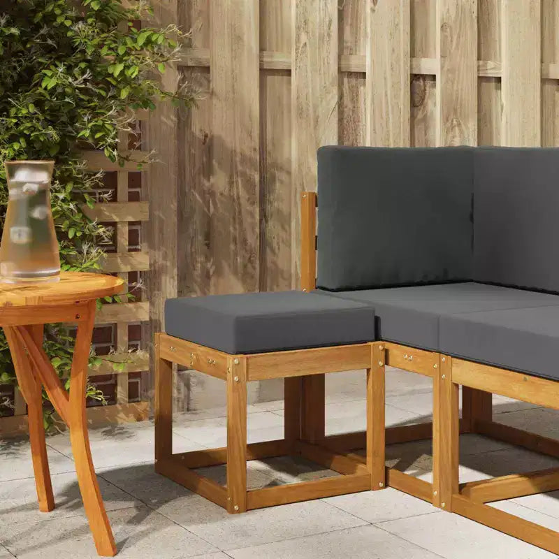 vidaXL Banc Tabouret Naturel et Anthracite 43 x 43 x 37 cm