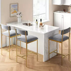Set of 4 Counter Height Barstools,Upholstered Bar Stools with Back & Wide Seat, Kitchen Island Chairs with Footrest for Home Bar & Dining