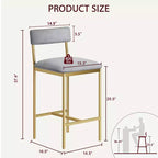 Lot de 4 tabourets de bar à hauteur de comptoir, tabourets de bar rembourrés avec dossier et assise large, chaises d'îlot de cuisine avec repose-pieds pour bar et salle à manger à la maison