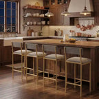 Lot de 4 tabourets de bar à hauteur de comptoir, tabourets de bar rembourrés avec dossier et assise large, chaises d'îlot de cuisine avec repose-pieds pour bar et salle à manger à la maison