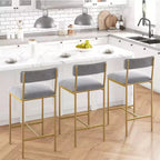 Lot de 4 tabourets de bar à hauteur de comptoir, tabourets de bar rembourrés avec dossier et assise large, chaises d'îlot de cuisine avec repose-pieds pour bar et salle à manger à la maison