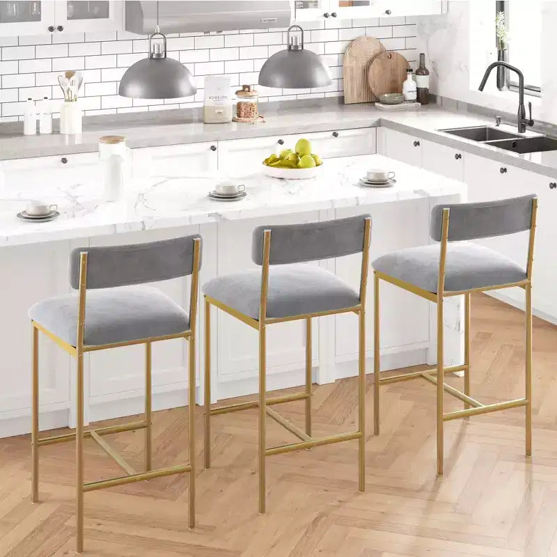 Lot de 4 tabourets de bar à hauteur de comptoir, tabourets de bar rembourrés avec dossier et assise large, chaises d'îlot de cuisine avec repose-pieds pour bar et salle à manger à la maison