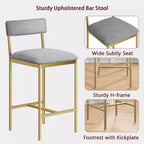 Lot de 4 tabourets de bar à hauteur de comptoir, tabourets de bar rembourrés avec dossier et assise large, chaises d'îlot de cuisine avec repose-pieds pour bar et salle à manger à la maison