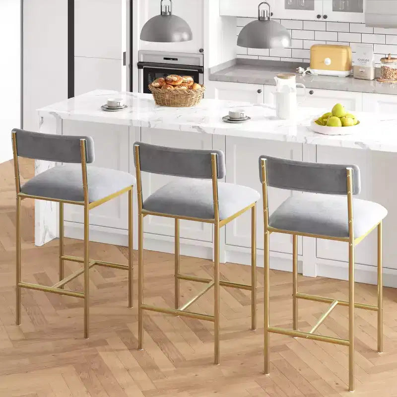 Lot de 4 tabourets de bar à hauteur de comptoir, tabourets de bar rembourrés avec dossier et assise large, chaises d'îlot de cuisine avec repose-pieds pour bar et salle à manger à la maison