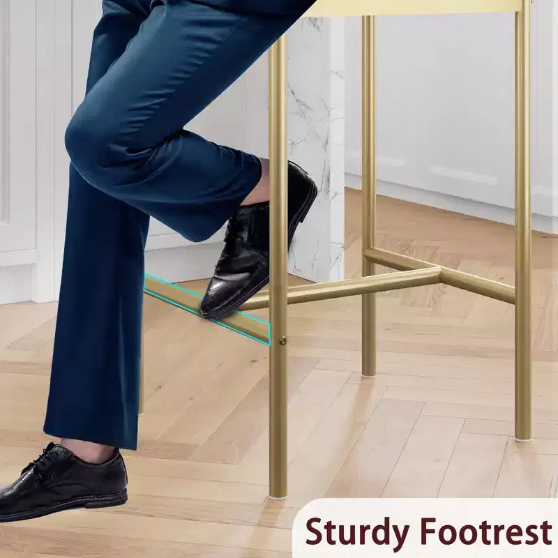 Lot de 4 tabourets de bar à hauteur de comptoir, tabourets de bar rembourrés avec dossier et assise large, chaises d'îlot de cuisine avec repose-pieds pour bar et salle à manger à la maison