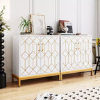 Bahut de buffet, meuble de rangement moderne avec portes et étagères, 30.9W14.3D33.3H, blanc/doré pour cuisine/bureau/salle à manger/salon