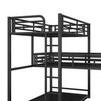 ModernLuxe Lits superposés triples en métal en forme de L, lit superposé triple industriel peu encombrant avec échelles et garde-corps complets, noir