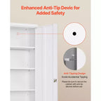 Armoire de rangement en métal VEVOR, armoire de garage en acier verrouillable de 175 cm avec 4 étagères réglables, 2 portes magnétiques, 2 clés, rangement d'outils à 5 niveaux, blanc