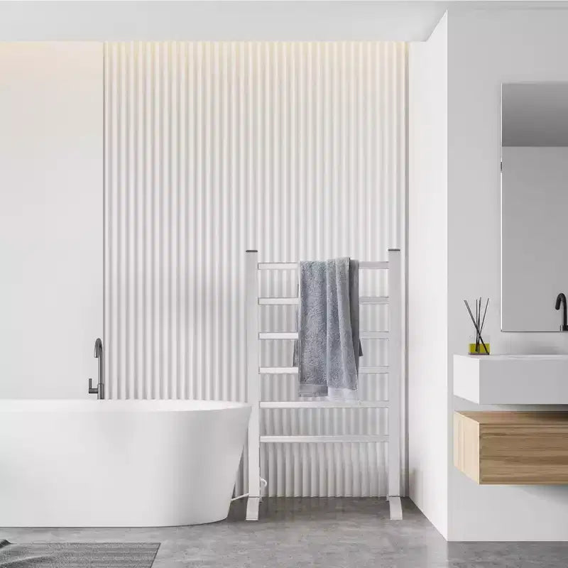 Sèche-serviettes 6 barres, mural ou sur pied, chauffe-serviettes électrique à brancher, étanche IP56 pour salle de bain, spa