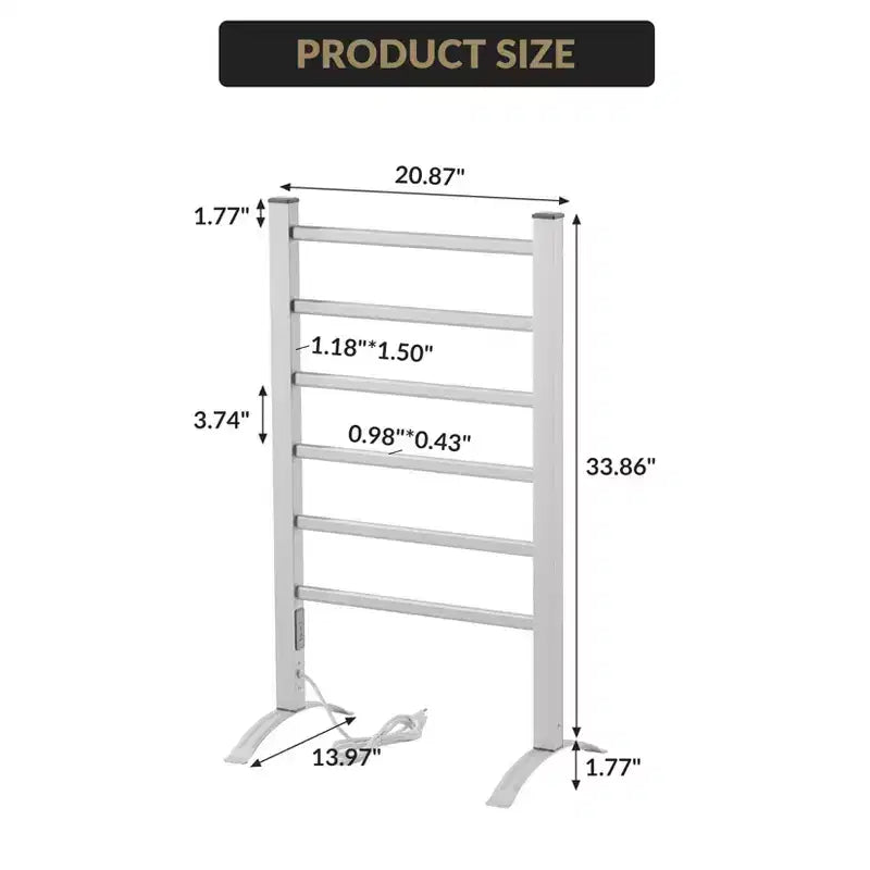 Sèche-serviettes 6 barres, mural ou sur pied, chauffe-serviettes électrique à brancher, étanche IP56 pour salle de bain, spa