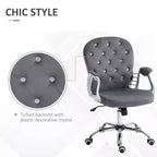 Chaise de bureau en velours, chaise de bureau capitonnée avec accoudoirs rembourrés, hauteur réglable et roulettes pivotantes