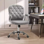 Chaise de bureau en velours, chaise de bureau capitonnée avec accoudoirs rembourrés, hauteur réglable et roulettes pivotantes