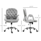 Chaise de bureau en velours, chaise de bureau capitonnée avec accoudoirs rembourrés, hauteur réglable et roulettes pivotantes