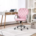 Chaise de bureau en velours, chaise de bureau capitonnée avec accoudoirs rembourrés, hauteur réglable et roulettes pivotantes