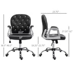 Chaise de bureau en velours, chaise de bureau capitonnée avec accoudoirs rembourrés, hauteur réglable et roulettes pivotantes
