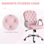 Chaise de bureau en velours, chaise de bureau capitonnée avec accoudoirs rembourrés, hauteur réglable et roulettes pivotantes
