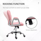 Chaise de bureau en velours, chaise de bureau capitonnée avec accoudoirs rembourrés, hauteur réglable et roulettes pivotantes