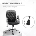 Chaise de bureau en velours, chaise de bureau capitonnée avec accoudoirs rembourrés, hauteur réglable et roulettes pivotantes