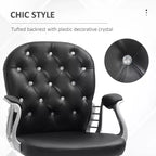 Chaise de bureau en velours, chaise de bureau capitonnée avec accoudoirs rembourrés, hauteur réglable et roulettes pivotantes