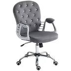 Chaise de bureau en velours, chaise de bureau capitonnée avec accoudoirs rembourrés, hauteur réglable et roulettes pivotantes