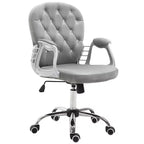 Chaise de bureau en velours, chaise de bureau capitonnée avec accoudoirs rembourrés, hauteur réglable et roulettes pivotantes