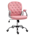 Chaise de bureau en velours, chaise de bureau capitonnée avec accoudoirs rembourrés, hauteur réglable et roulettes pivotantes