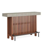 Table de bar GDFStudio Paula moderne en métal et bois avec 2 étagères de rangement et patins réglables