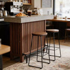 Table de bar GDFStudio Paula moderne en métal et bois avec 2 étagères de rangement et patins réglables