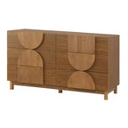 Commode Whisen à 6 tiroirs, design géométrique moderne, buffet de rangement large à accents demi-cercle pour chambre et salon