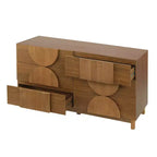 Commode Whisen à 6 tiroirs, design géométrique moderne, buffet de rangement large à accents demi-cercle pour chambre et salon