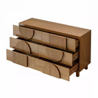 Commode Whisen à 6 tiroirs, design géométrique moderne, buffet de rangement large à accents demi-cercle pour chambre et salon