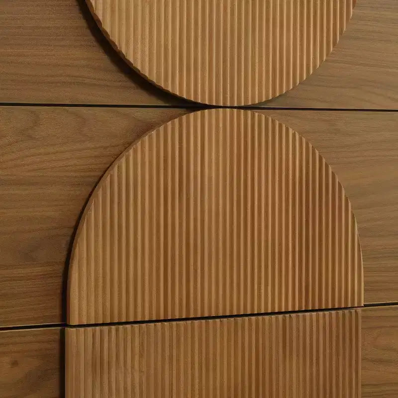 Commode Whisen à 6 tiroirs, design géométrique moderne, buffet de rangement large à accents demi-cercle pour chambre et salon
