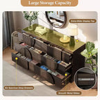 Commode Whisen à 6 tiroirs, design géométrique moderne, buffet de rangement large à accents demi-cercle pour chambre et salon